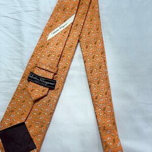 Salvatore Ferragamo Dogs Orange Tie